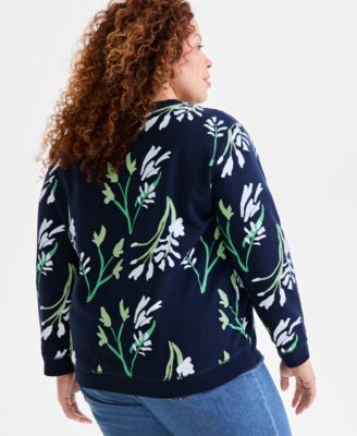 Plus Size Printed Fleece Sweatshirt, Exclusively at Macy's
