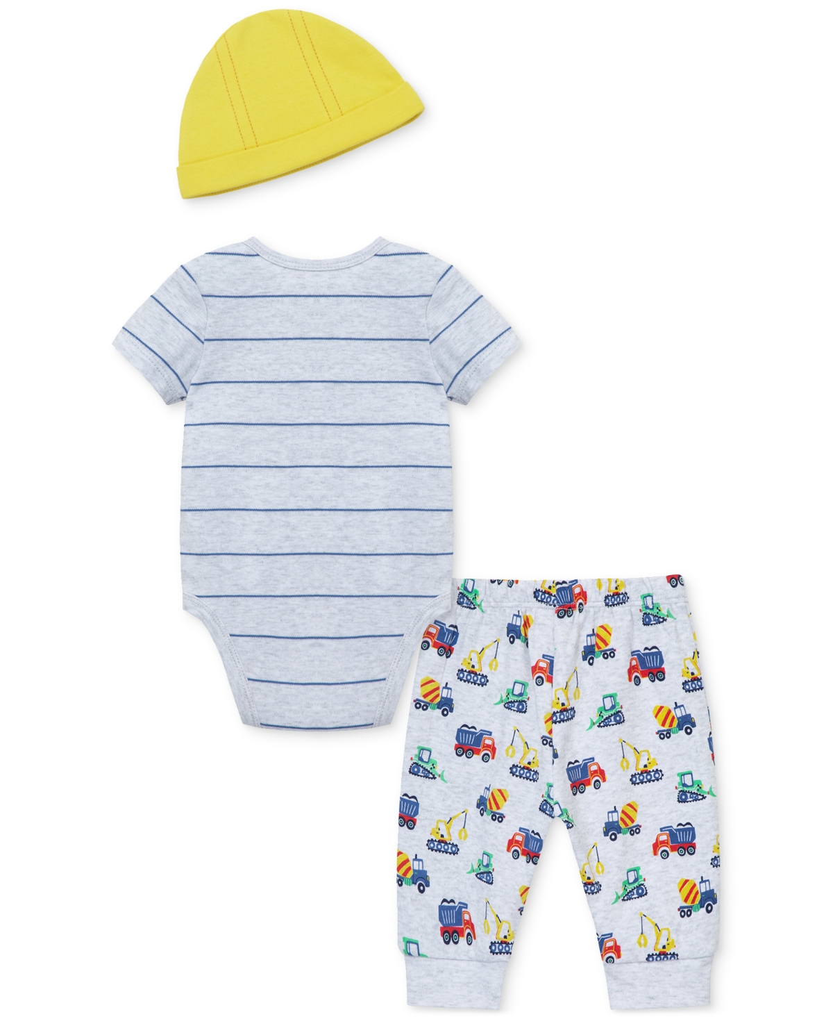 Shop Little Me Baby Boys Construction Cotton Bodysuit, Hat & Pants, 3 Piece Set In Dark Gray