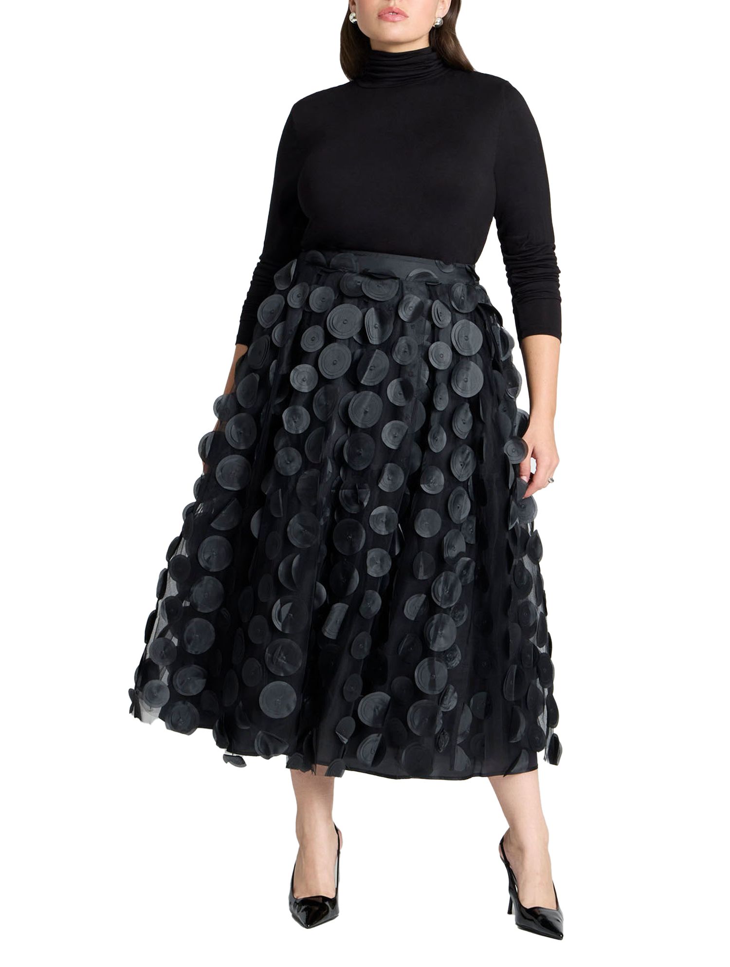 Women's Plus Size Dimensional Dot Full Skirt