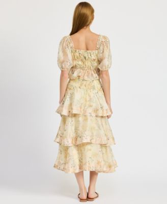 en saison organza dress En Saison Women's Egret Organza Tie-Shoulder Maxi Dress