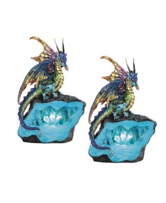 FC Design "2-PC Set" 6.25"H Purple/Green Dragon Guarding Faux Crystal ...