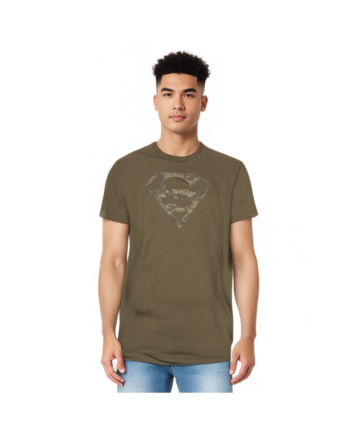 Mens Army Camo Shield Short Sleeve Adult Tee / T-Shirt - Green