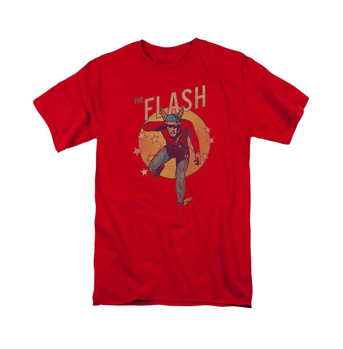 Dc Flash Mens Dc Comics Flash Circle & Stars Short Sleeve Adult Tee / T-Shirt - Red