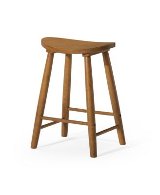 Luna Counter Stool in Rustic Natural Wood Finish, Set of 3