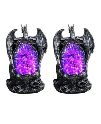 FC Design "2-PC Set" 5"H Silver Dragon with LED Purple Faux Crystal ...