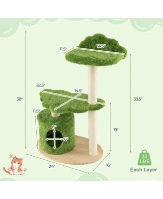 38'' Cute Cat Tree Cat Condo Furniture w/ Fully Wrapped Sisal Scratching Posts