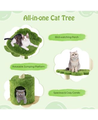 38'' Cute Cat Tree Cat Condo Furniture w/ Fully Wrapped Sisal Scratching Posts
