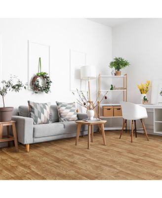 3/8-Inch Thick 96 Sq. Ft. Wood Grain Floor Foam EVA Interlocking Mats Tiles w/ Borders - for Home, Playroom, Basement, Trade Show