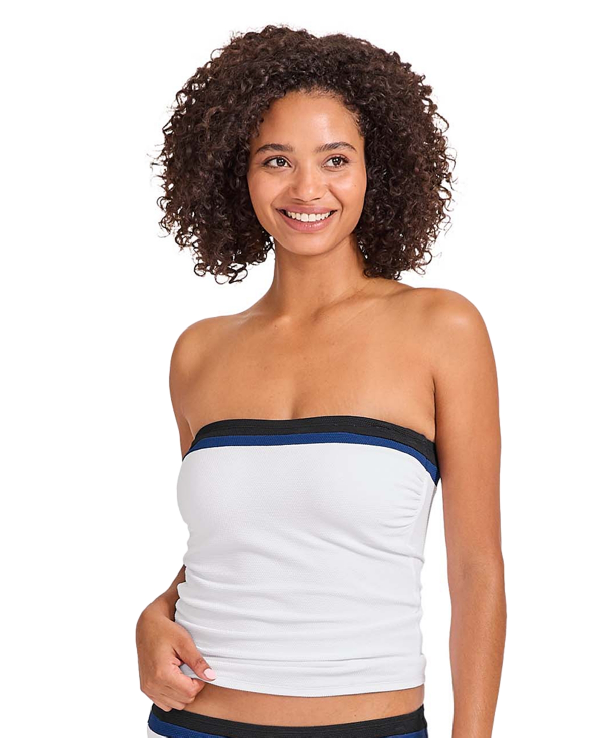 Tommy Bahama Island Cays Color Block Bandeau Tankini Top In White