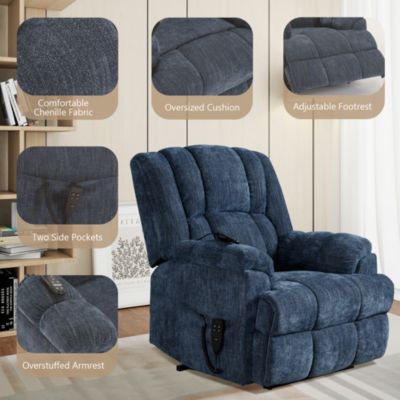 Dual Motor Heat Massage Infinite Position Up to 350 LBS Electric Power Lift Recliners with Power-Remote