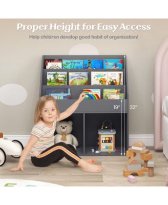 Kids Wooden Bookshelf Bookcase Children Toy Storage Cabinet Organizer