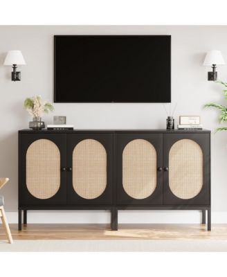 Rattan Buffet Cabinet, Sideboard Cabinet with Adjustable Shelves