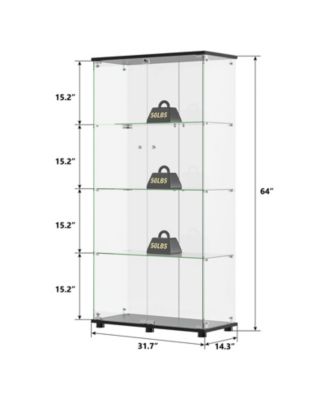Black 31.7 in. W Display Cabinet with 2 Doors for Living Room Bedroom Office