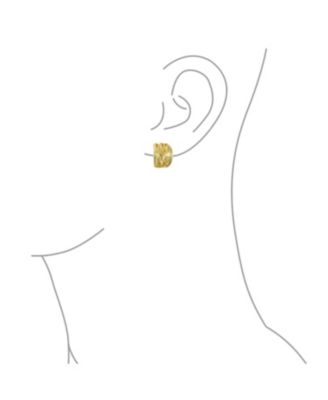 Fashion Open Criss Cross Basket Weave Wide Half Hoop Clip On Earrings For Non Pierced Ears Matte Gold Plated