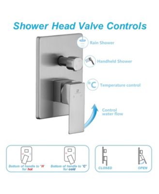Wall Mounted Hand Held Shower Bathroom Luxury Rain Mixer Shower System Set(Valve Included)