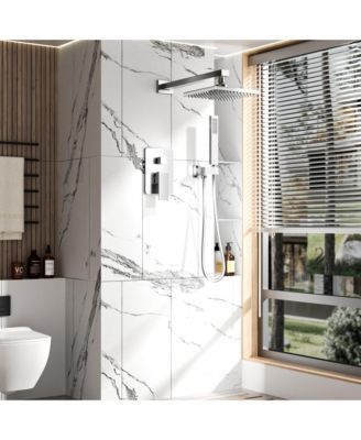 Wall Mounted Hand Held Shower Bathroom Luxury Rain Mixer Shower System Set(Valve Included)