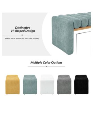 Modern Bench with Solid Wood and Removable Round Bolster Cushions