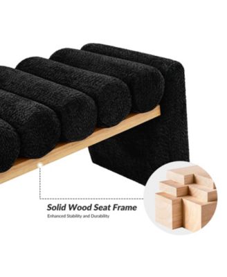 Modern Bench with Solid Wood and Removable Round Bolster Cushions