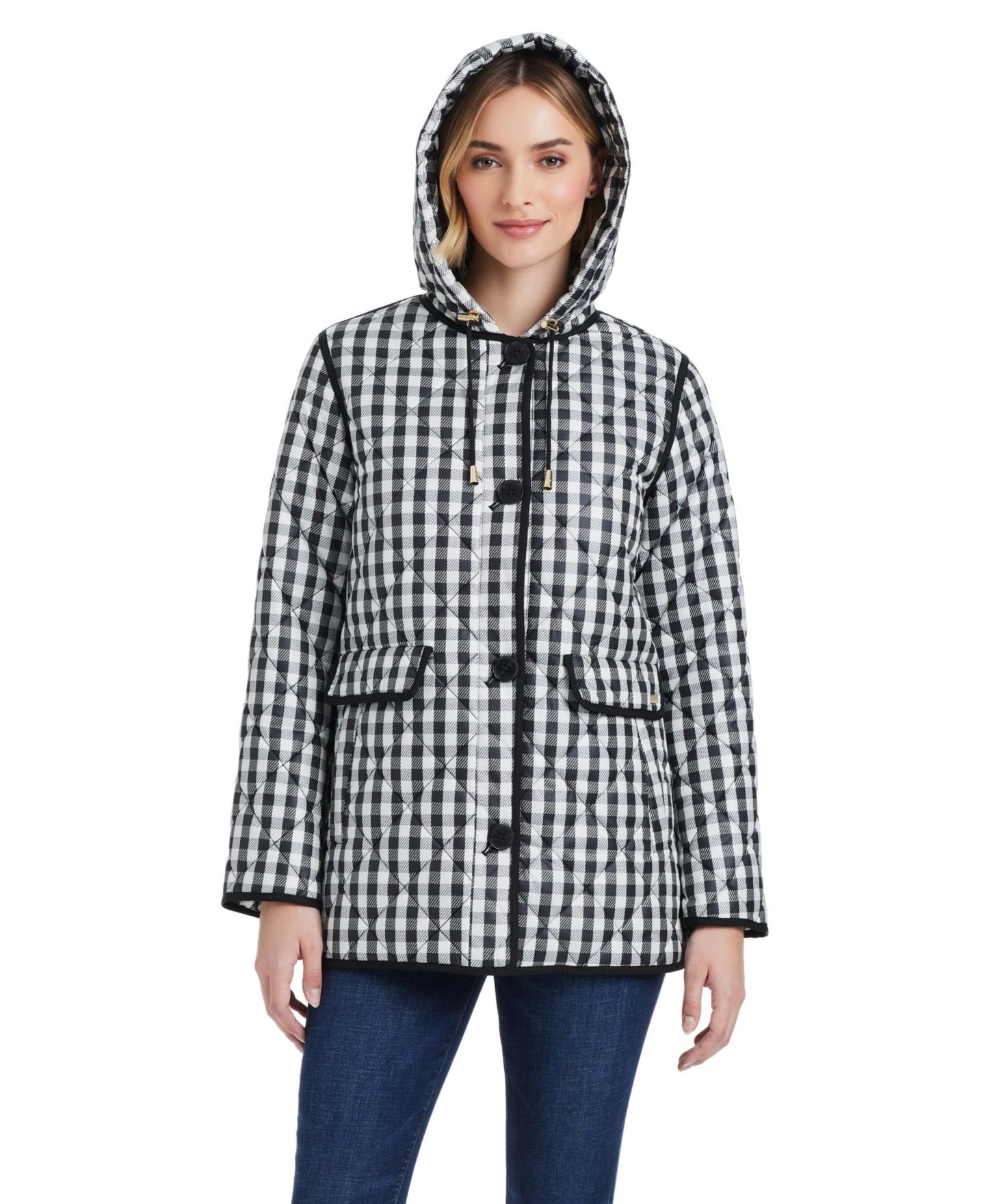 Женская куртка Kate Spade New York Diamond Quilted A-line, цвет: В мелкую клетку — фото 2