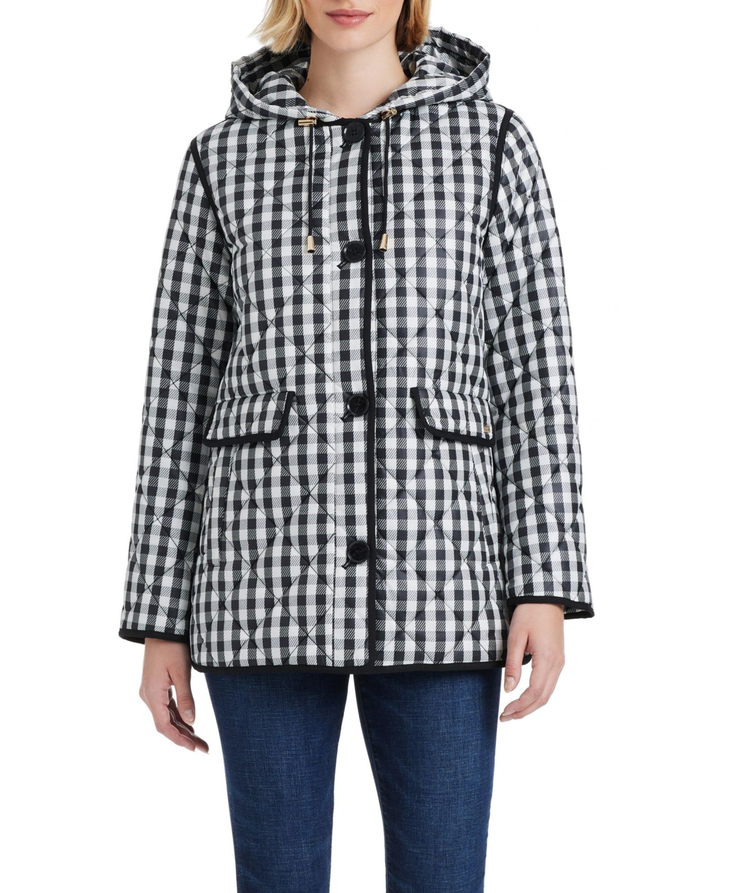 Женская куртка Kate Spade New York Diamond Quilted A-line, цвет: В мелкую клетку — фото 1