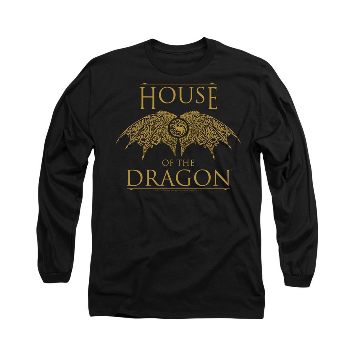 Men's Dragon Wings Long Sleeve Adult Tee / T-Shirt - Black