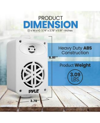 3.5” 2-Way Indoor/Outdoor Speaker System - Waterproof Design with 1/2” High Compliance Polymer Tweeter