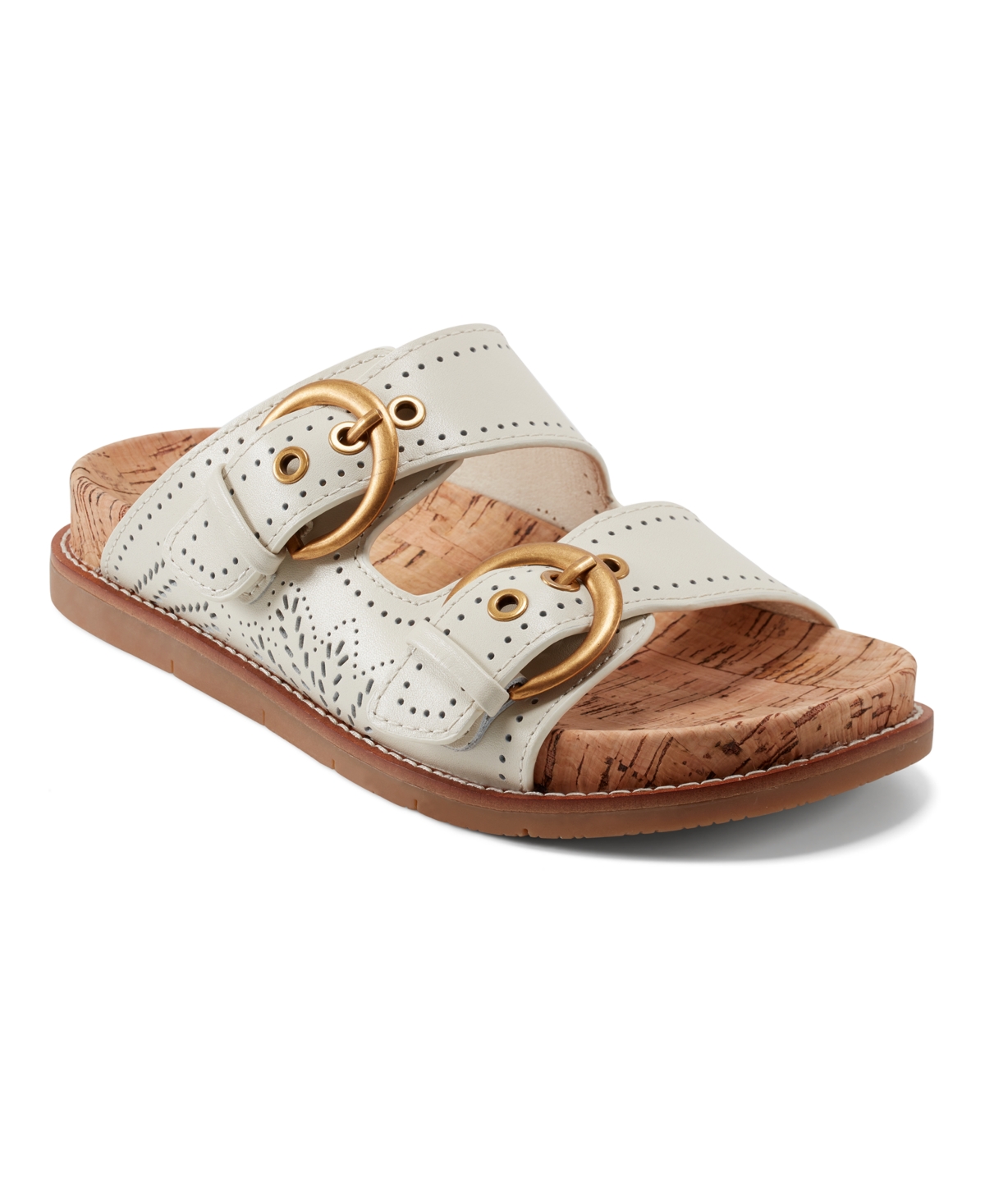 Shop Earth Women's Francii Double Band Flat Slip-on Sandals In Cream Leather