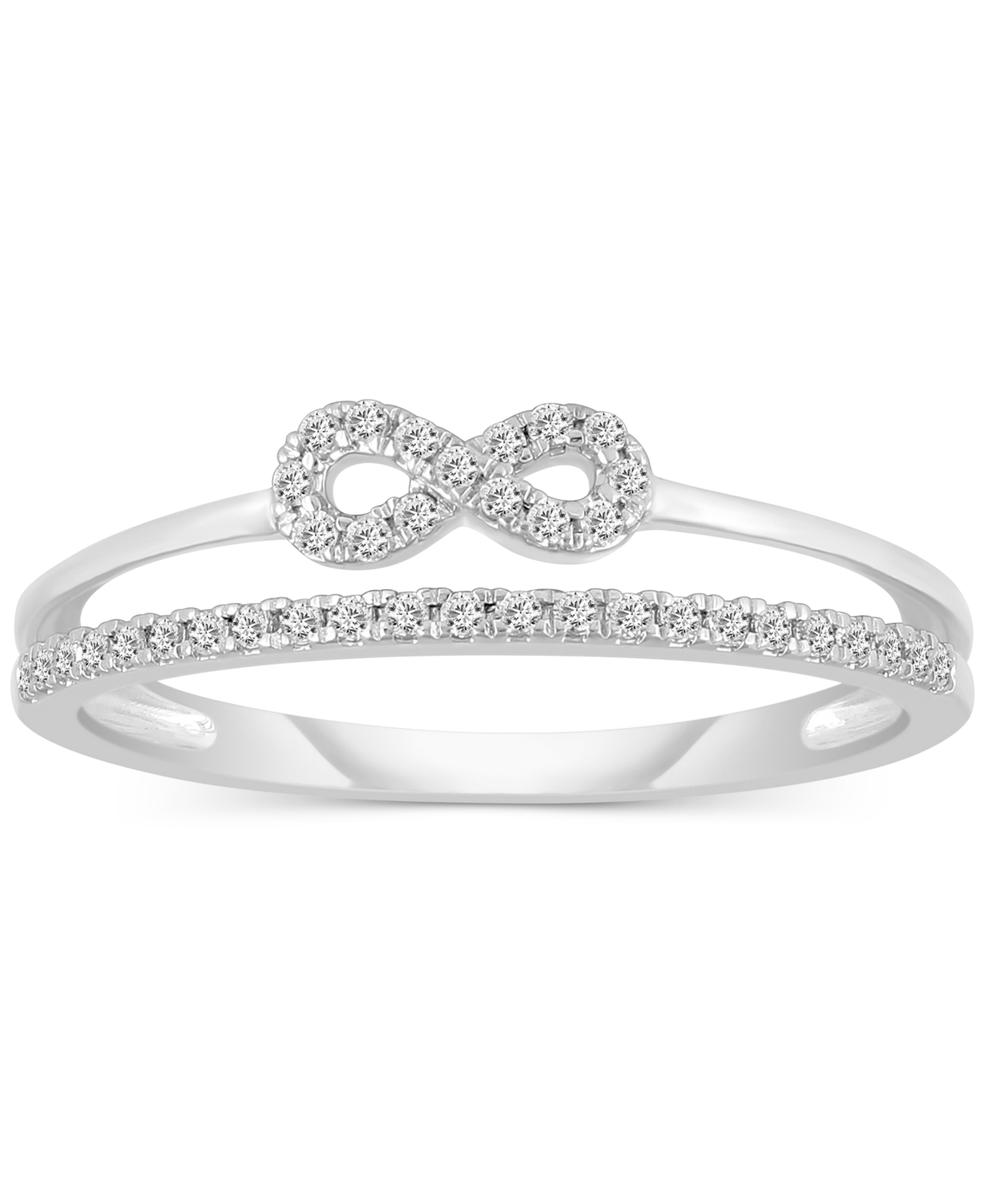 Macy's Diamond Infinity Double-row Ring (1/6 Ct. T.w.) In 10k White Gold In White Gold