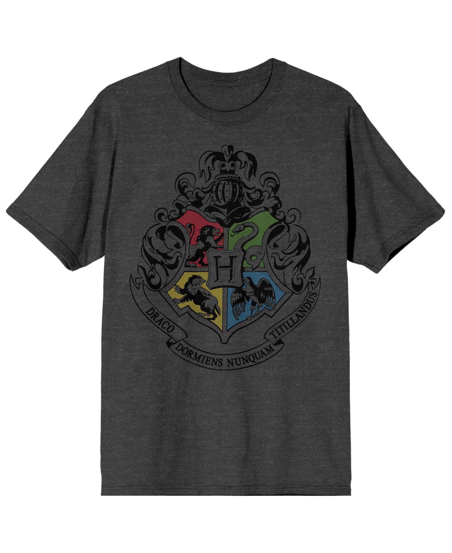 Men's Hogwarts Crest Charcoal Heather T-shirt-Large