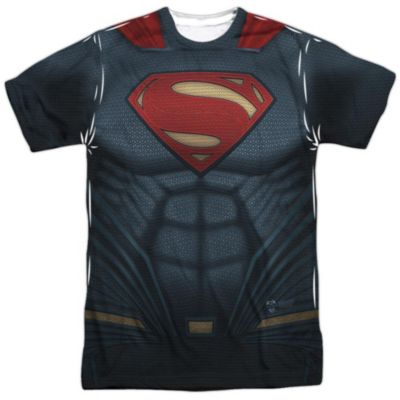 Mens Superman Uniform Short Sleeve Adult Poly Crew Tee / T-Shirt