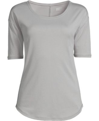Women's Supima Micro Modal Elbow Sleeve Balletneck Curved Hem Top