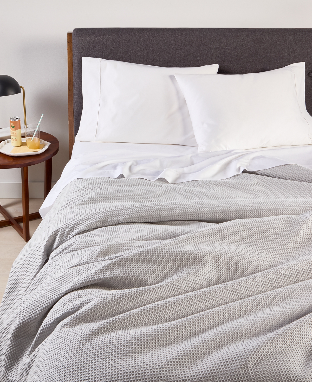 Arch Studio Waffle Cotton Blanket, Twin, Exclusively At Macy's In Grey