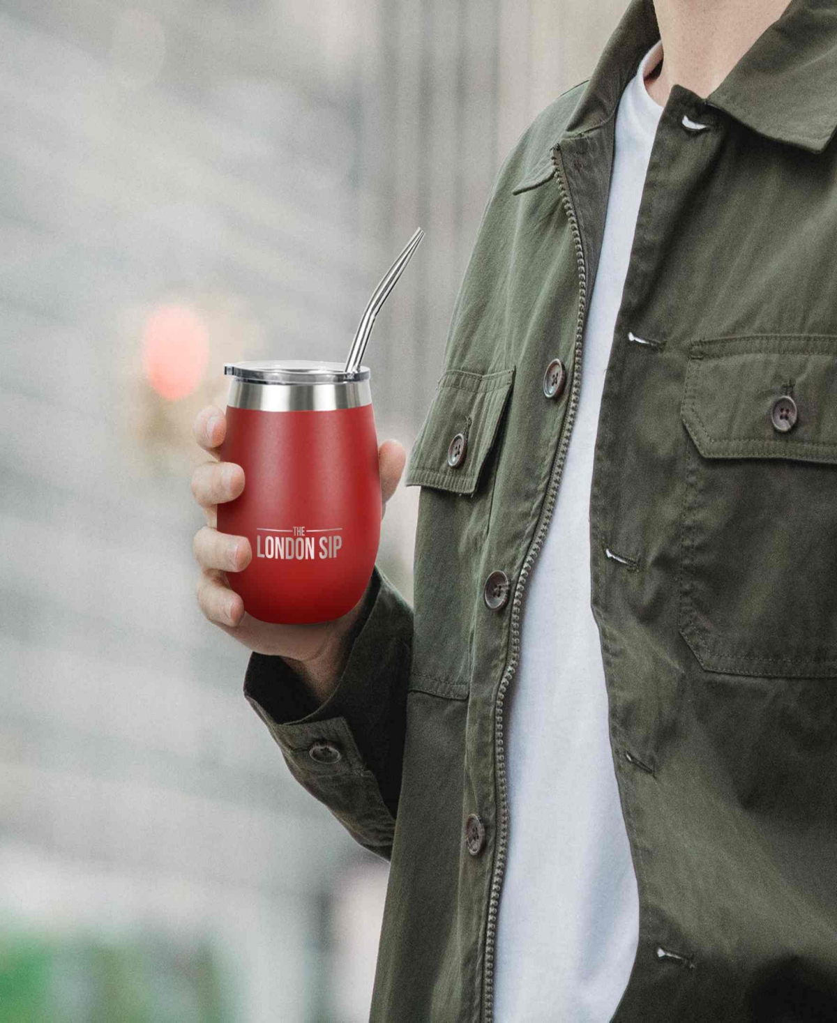 London Sip 8 Oz. Yerba Mate Cup Bombilla Straw In Red
