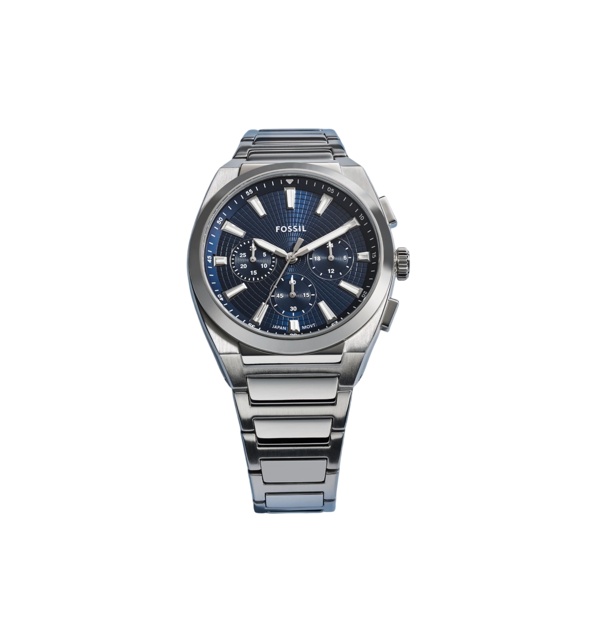 Fossil Men's Everett Chronograph Blue Dial Watch In Silver-tone