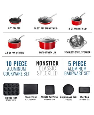 15-Piece Ultra-Durable Non-Stick Diamond Infused Cookware and Bakeware Set