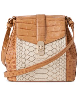 Brahmin Melbourne Margo Embossed Leather Crossbody In Green