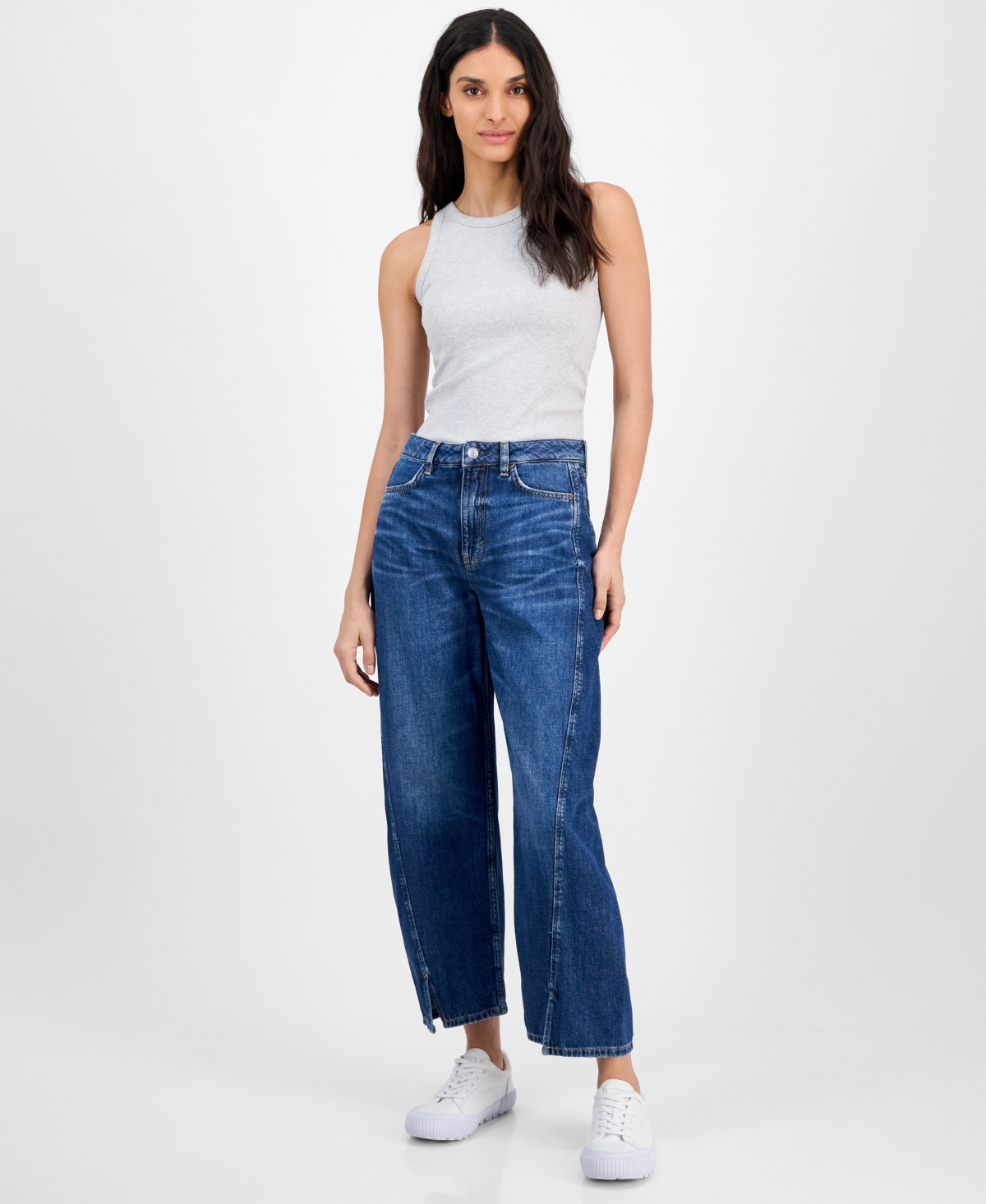 Women's High-Rise Balloon Ankle Jeans - Dark Blue Denim
