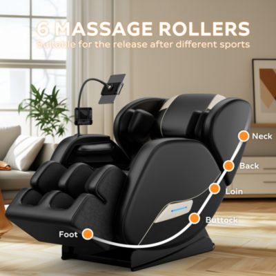 Full Body Massage Chair, Zero Gravity Mode, Deep Tissue Massage Chair, Foot Massage, 6 Fixed Massage Roller, Bluetooth, Suitable for 6.1 Ft Height