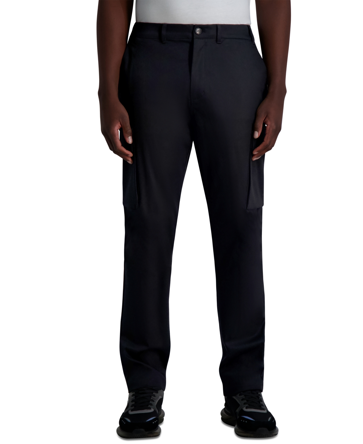 Men's Straight-Fit Twill Cargo Pants - Black