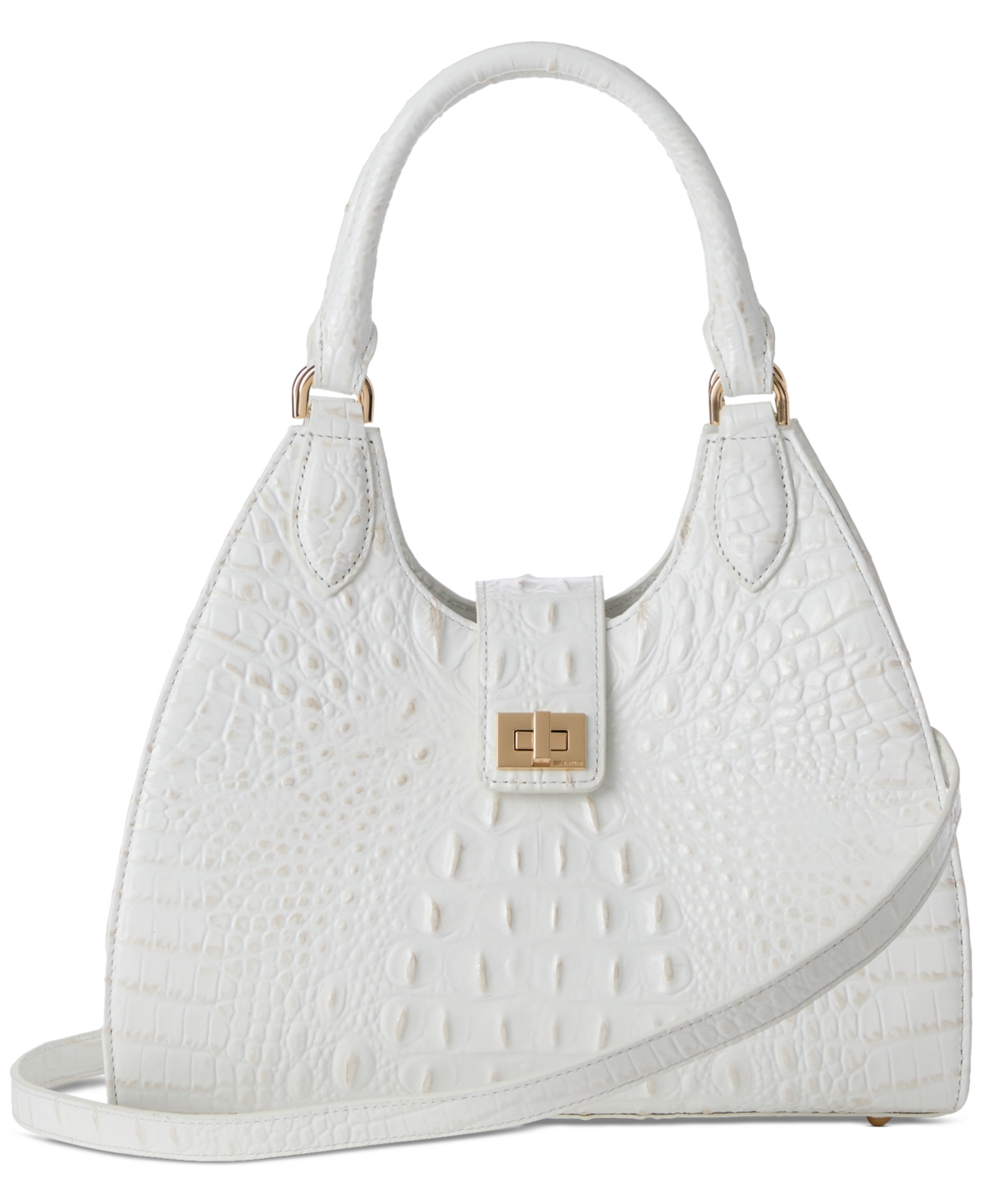 Shop Brahmin Adrian Melbourne Small Leather Satchel In Seasalt White