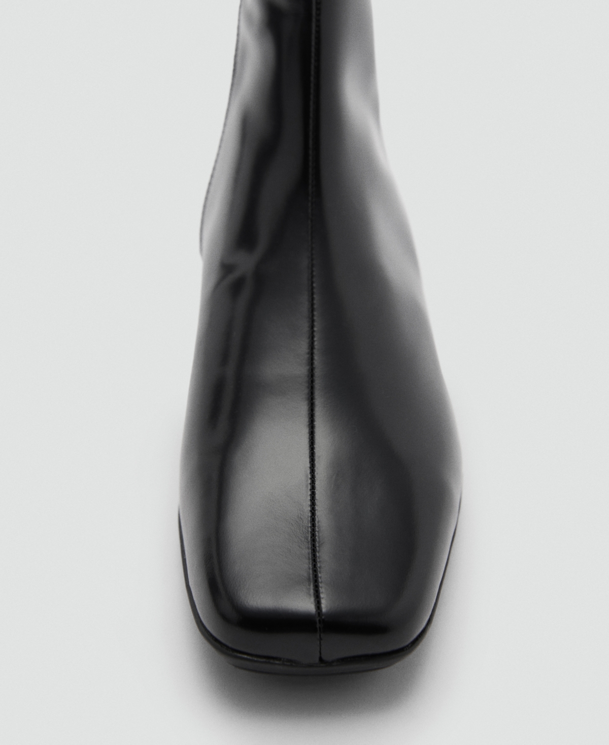 Mango Flat Leather Ankle Boots Black In Black