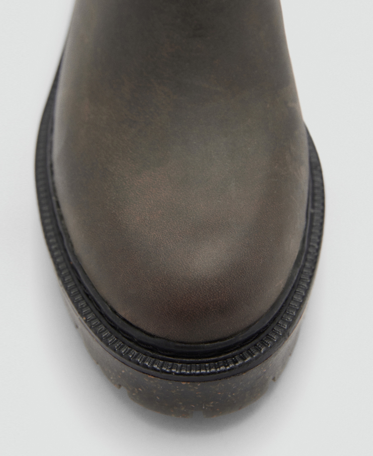 Mango Leather Chelsea Ankle Boots Grey In Gray