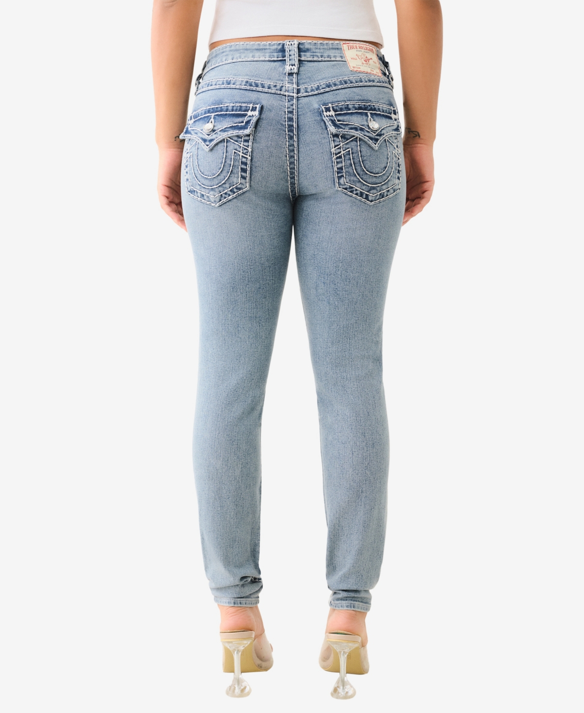 TRUE RELIGION WOMEN'S CRYSTAL HALLE MID RISE SKINNY SUPER T JEANS 