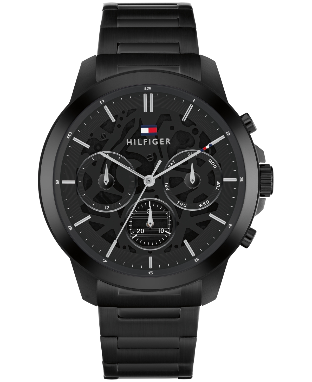 Tommy Hilfiger Men's Multifunction Ionic Plated Black Stainless Steel Bracelet Watch, 43mm In Black