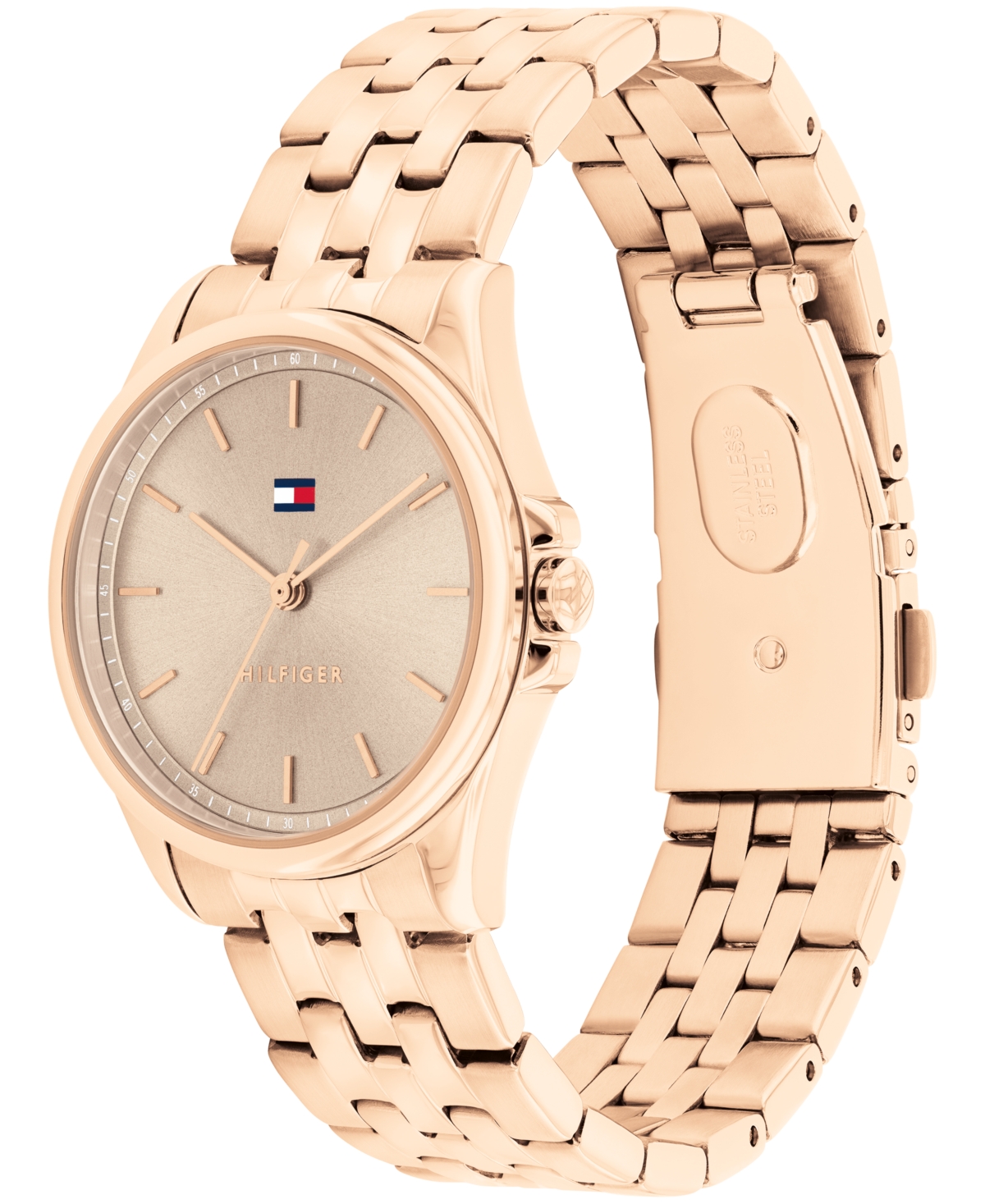 Tommy Hilfiger Women's Quartz Rose Gold Tone Stainless Steel Bracelet Watch, 30mm In Taupe