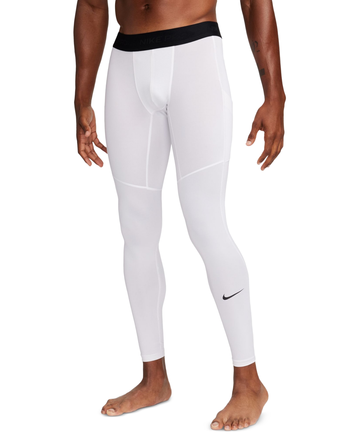 Nike Men's Pro Slim-fit Dri-fit Fitness Tights In White,blac