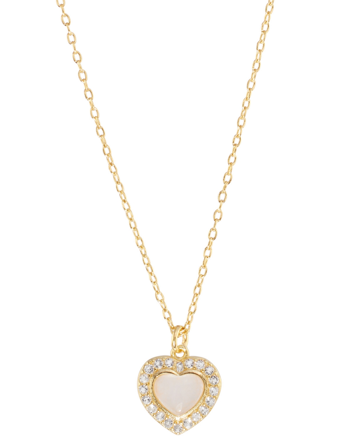MACY'S ROSE QUARTZ (1/3 CT. T.W.) & WHITE TOPAZ (1/4 CT. T.W.) HEART PENDANT NECKLACE IN 14K GOLD OVER STER 