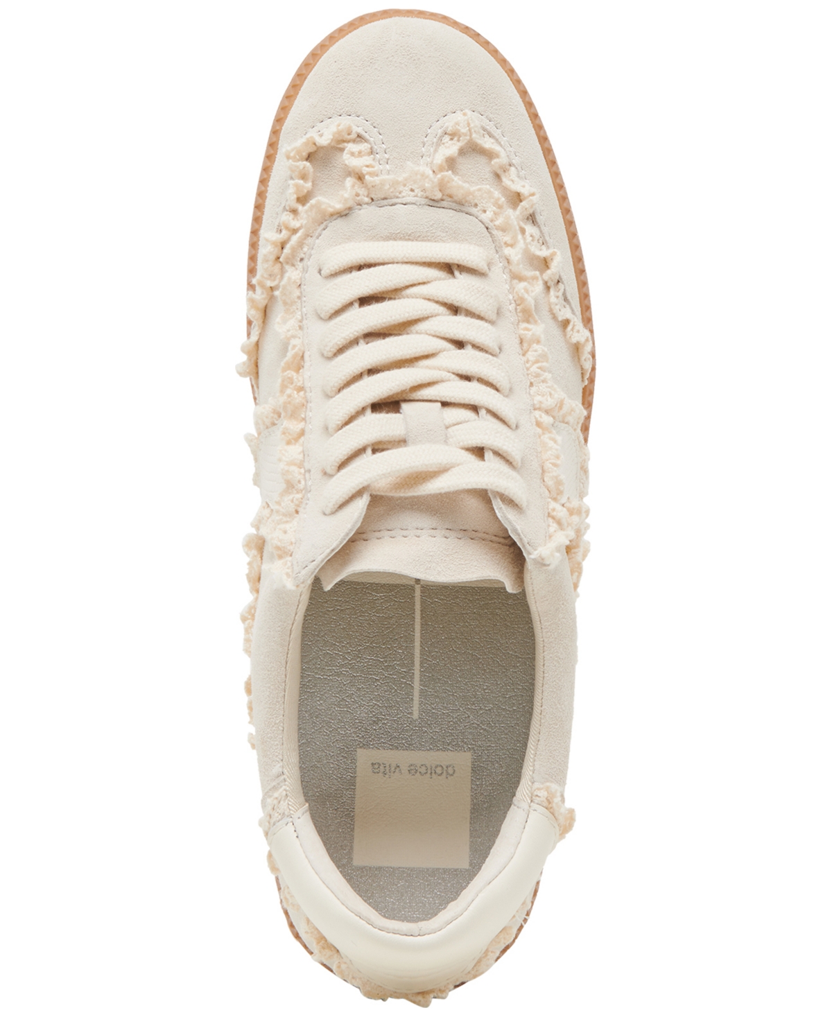 Dolce Vita Notice Lace Trim Sneaker In Ivory Suede Lace