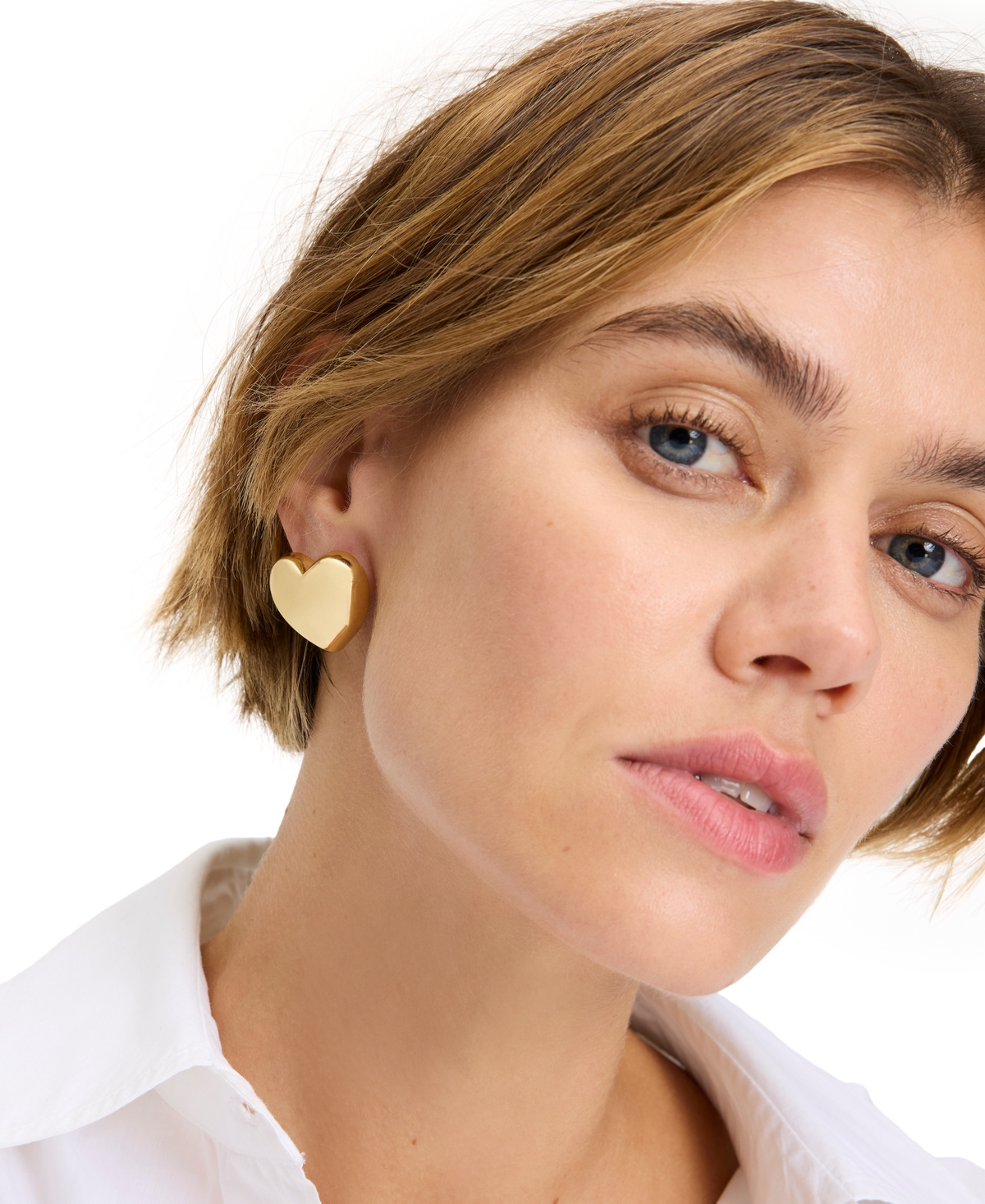 Kate Spade Red Enamel Logo Heart You Statement Stud Earrings In Gold