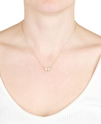 Crystal Multicolor Butterfly Pendant Necklace in 14k Gold-Plated Sterling Silver, 16" + 2" extender